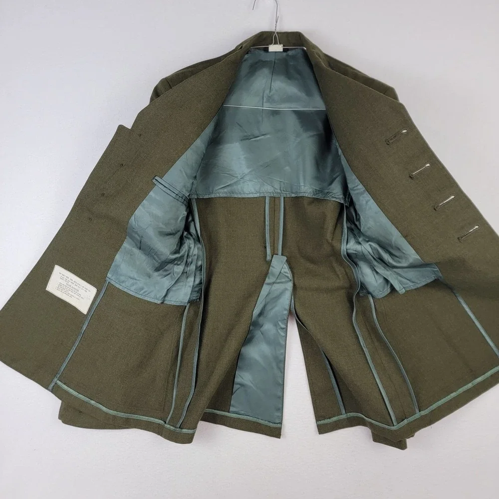 Vtg Marine Corps USMC Military Dress Coat Mens 35R Green Pockets Wool Button